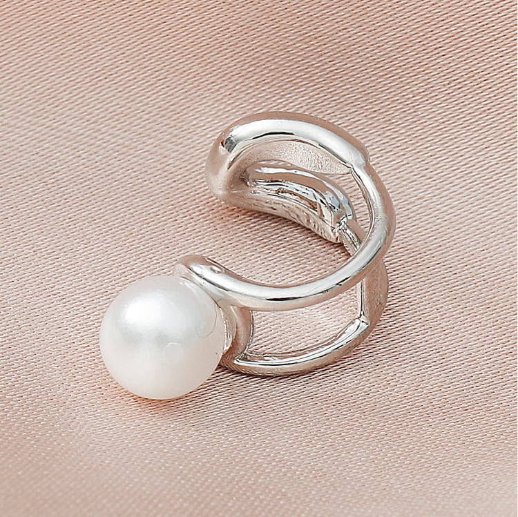 European and American personality simple pearl without hole ear clip ear nail creative geometric circle earrings jewelry women wholesale ?